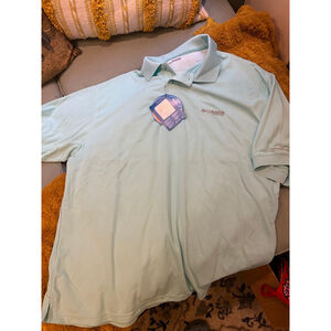 Men's Columbia Light Blue PFG Polo Shirt L